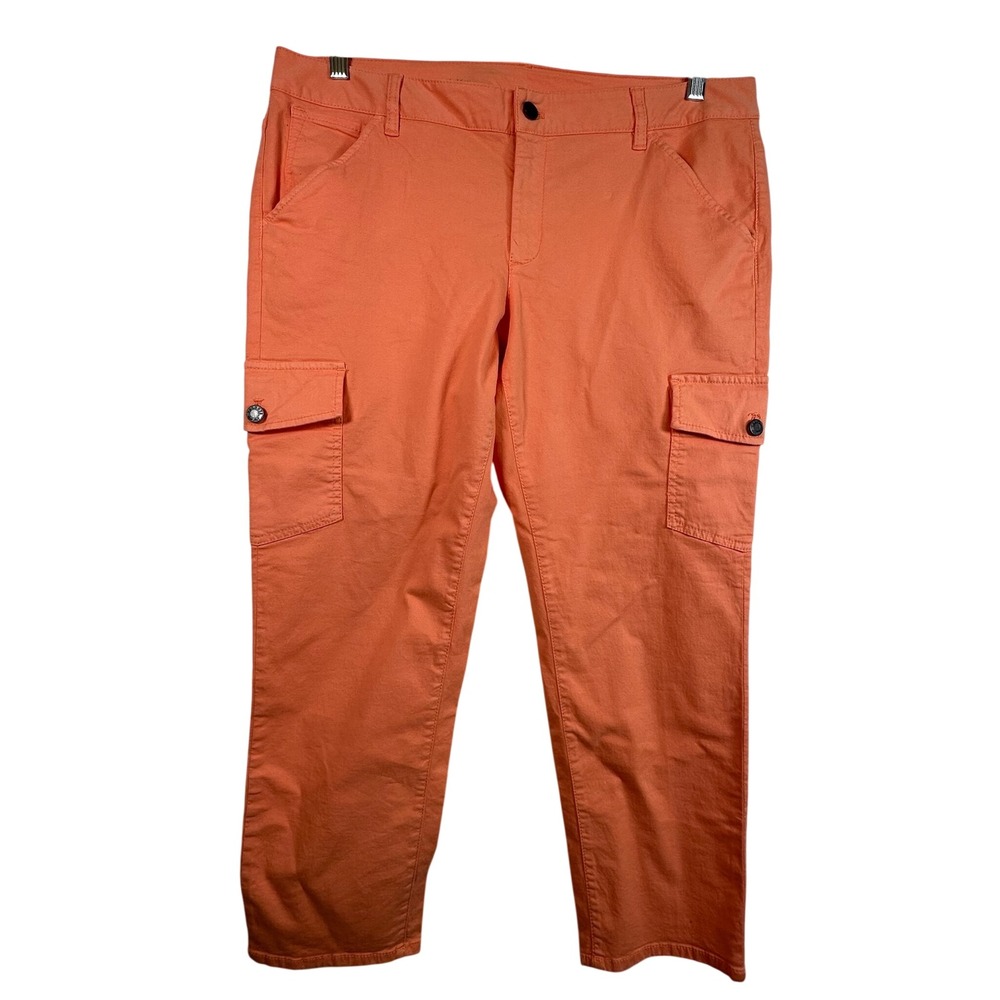 Talbots Signature Capri Pants 16W Coral Orange Cargo Utility Stretch Cropped